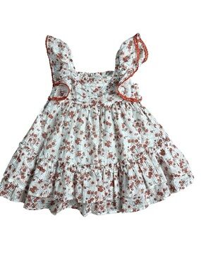 Joie White Baby Dress with Rust Floral Print
